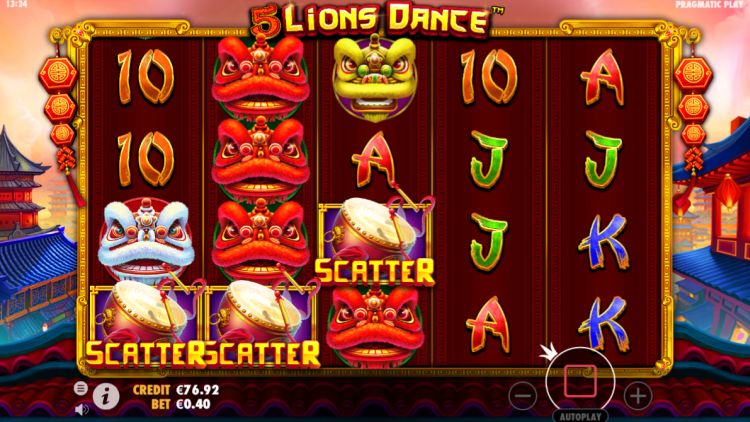 5 lions dance slot review pragmatic play bonus trigger