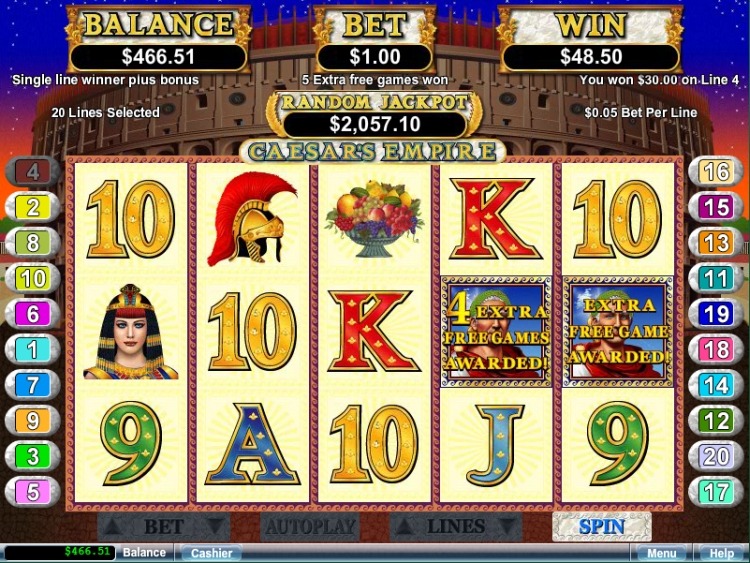 Caesars Empire pokie review free spins bonus