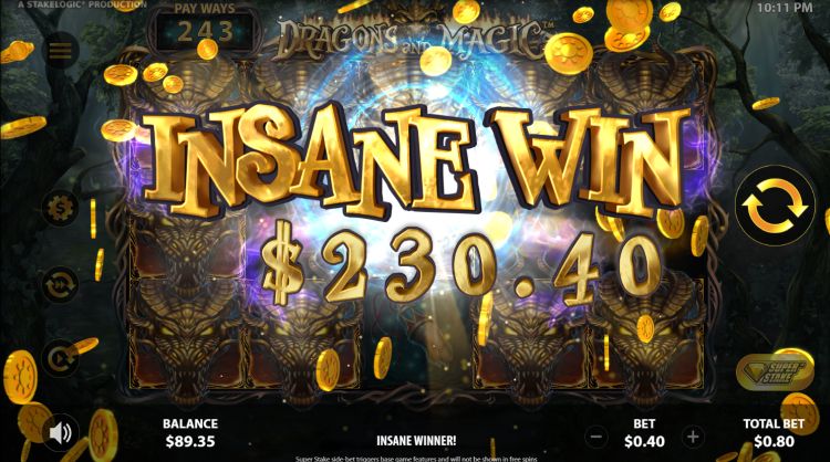 Dragons and magic slot review stakelogic insane win